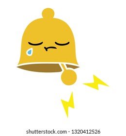flat color retro cartoon of a ringing bell