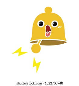 flat color retro cartoon of a ringing bell
