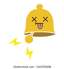flat color retro cartoon of a ringing bell