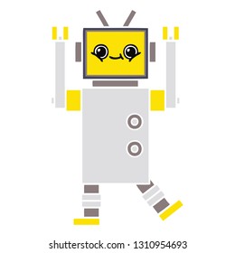 flache Retro-Cartoon eines Roboters