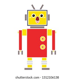 flat color retro cartoon of a robot