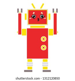 flat color retro cartoon of a robot