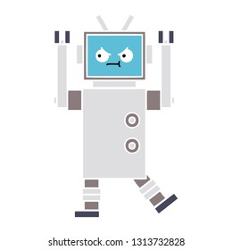 flat color retro cartoon of a robot