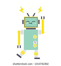 dibujo retro a color plano de un robot