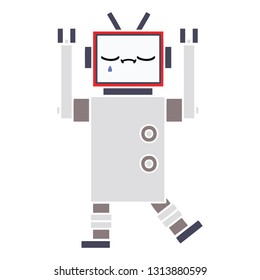 flat color retro cartoon of a robot