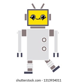 flat color retro cartoon of a robot