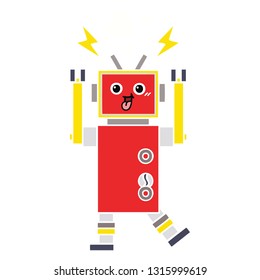 flat color retro cartoon of a robot