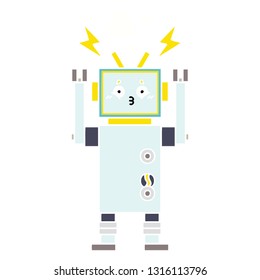 flat color retro cartoon of a robot