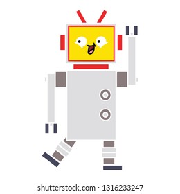 flache Retro-Cartoon eines Roboters