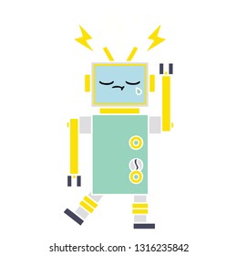 flat color retro cartoon of a robot