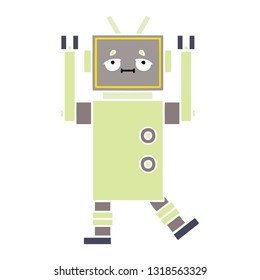 dibujo retro a color plano de un robot