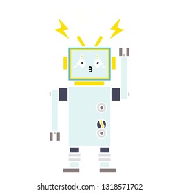 flat color retro cartoon of a robot