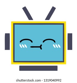 dibujo retro a color plano de una cabeza robot