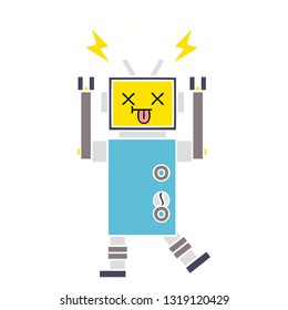 dibujo retro a color plano de un fallo del robot