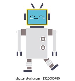 flat color retro cartoon of a robot