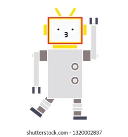 flat color retro cartoon of a robot
