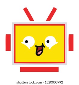 flat color retro cartoon of a robot head
