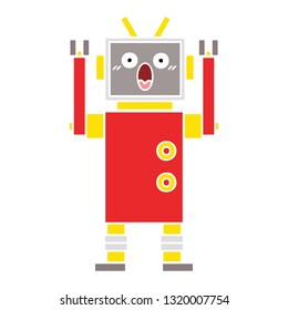 flat color retro cartoon of a robot