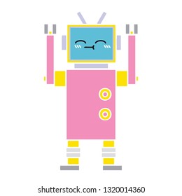 flache Retro-Cartoon eines Roboters