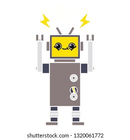 flache Retro-Cartoon eines Roboters