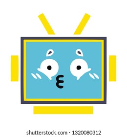 flat color retro cartoon of a robot head