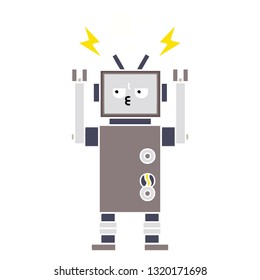 flat color retro cartoon of a robot