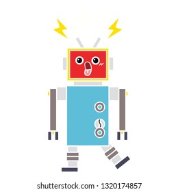 dibujo retro a color plano de un fallo del robot