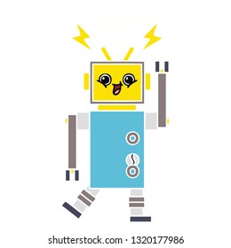 flat color retro cartoon of a robot
