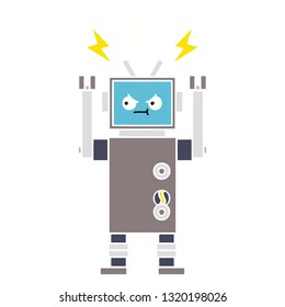 flat color retro cartoon of a robot