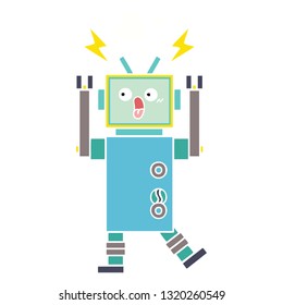 dibujo retro a color plano de un robot