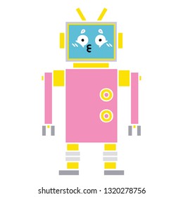 flat color retro cartoon of a robot