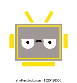 flat color retro cartoon of a robot head