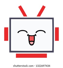 dibujo retro a color plano de una cabeza robot