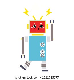 dibujo retro a color plano de un fallo del robot