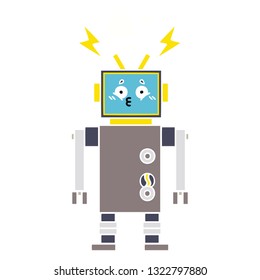 flat color retro cartoon of a robot