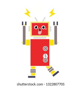 dibujo retro a color plano de un robot