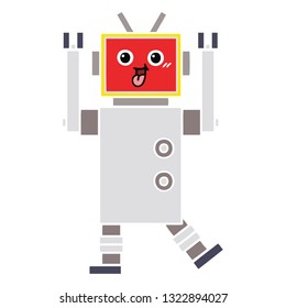 dibujo retro a color plano de un robot