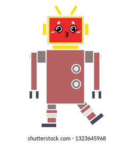 dibujo retro a color plano de un robot