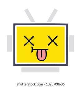 flat color retro cartoon of a robot head