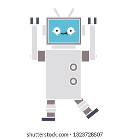 flat color retro cartoon of a robot