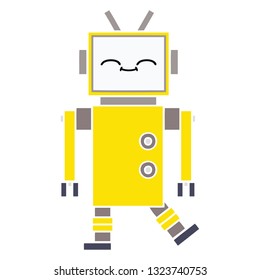 flat color retro cartoon of a robot