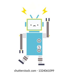 flat color retro cartoon of a robot