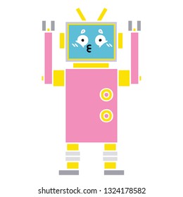 flat color retro cartoon of a robot