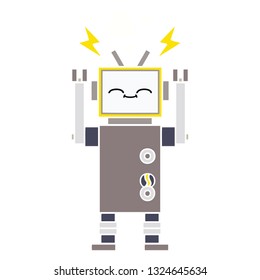dibujo retro a color plano de un robot