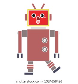 flat color retro cartoon of a robot