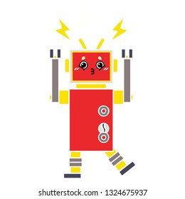 flat color retro cartoon of a robot