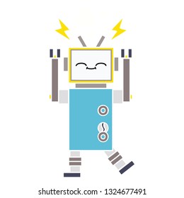 dibujo retro a color plano de un robot