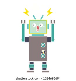 flat color retro cartoon of a robot