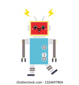 flat color retro cartoon of a robot