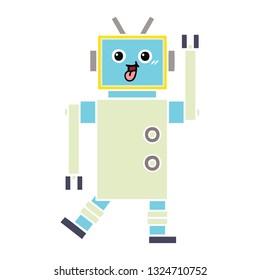 flat color retro cartoon of a robot